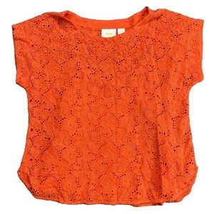 Anthropologie Maeve coral/Orange Lace Blouse
